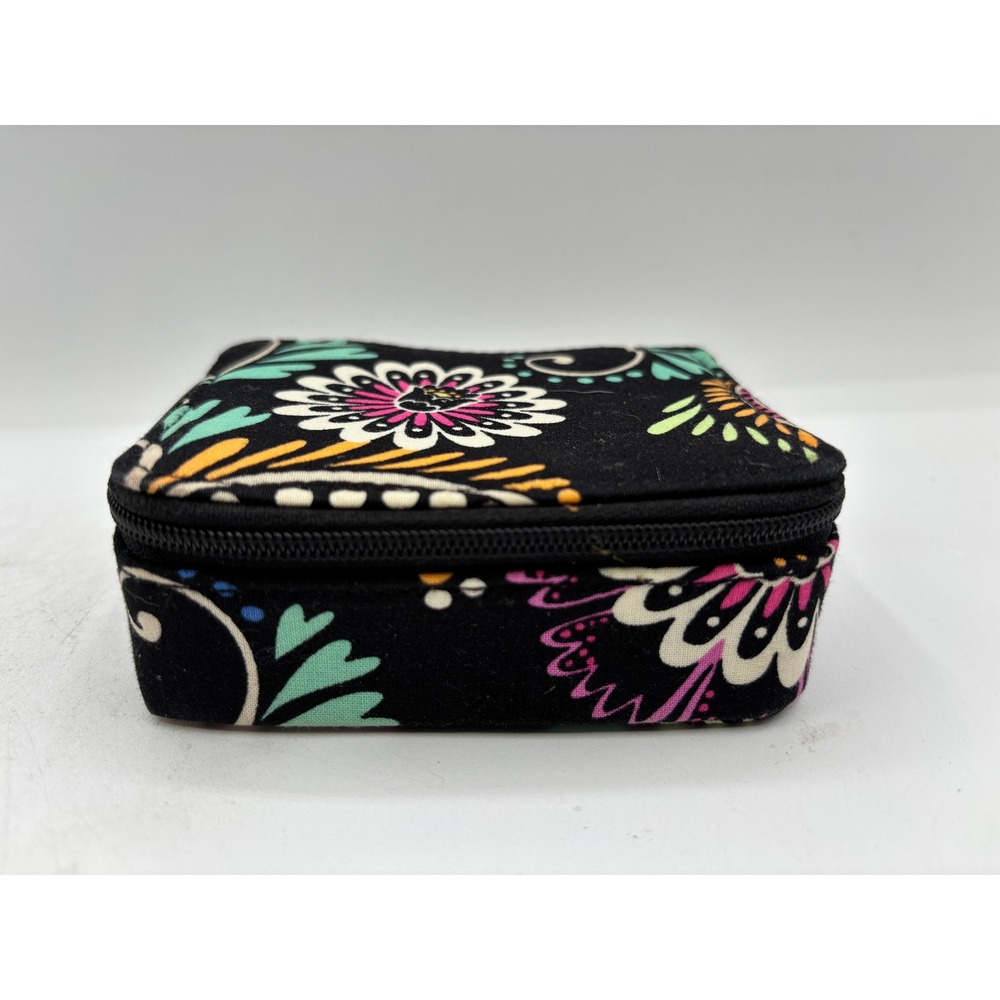 Vera Bradley Small Travel Pill Case/Pill Box Organizer Floral Paisley Black EUC